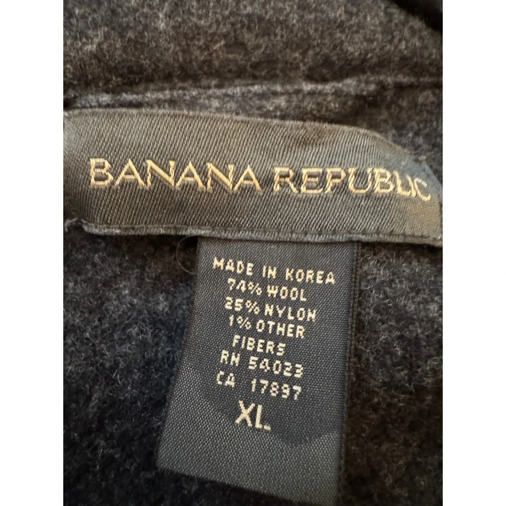 Banana Republic Shirt Jacket Mens XL Gray Wool Blend shacket layering heritage